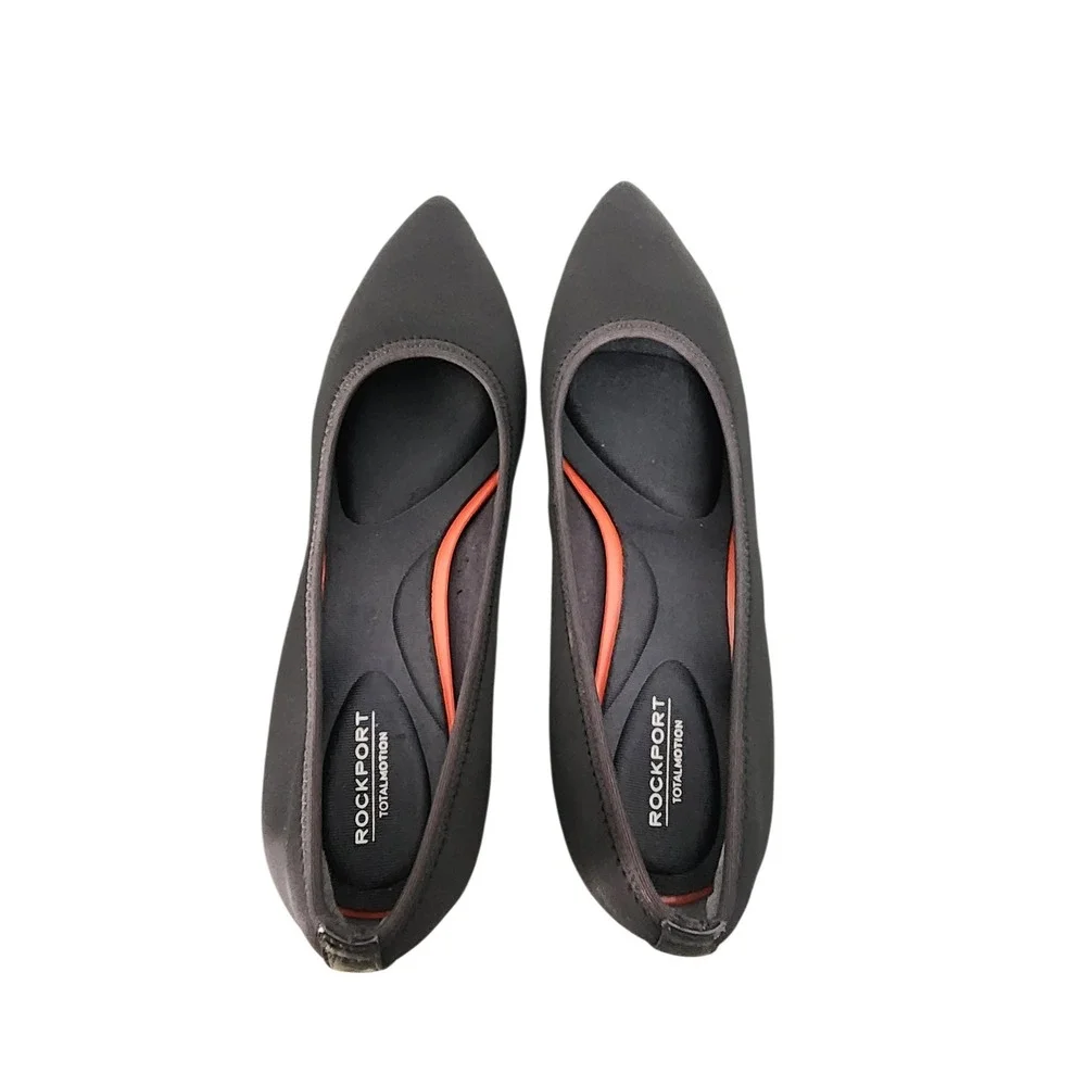 Rockport Total Motion Womens Black Pointed‎ Toe Kitten Heel Pumps CH3757 Size 10
